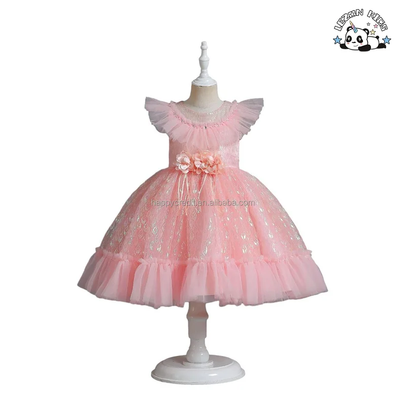 LEZONKIDS - New Fluorescent Jacquard Sequined Princess Tulle Dress Flower Girl Dresses Wedding Kids white